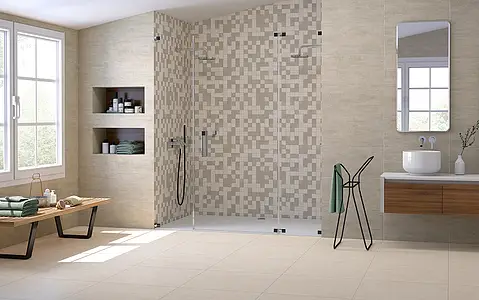 Background tile, Effect concrete, Color beige, Glazed porcelain stoneware, 59.5x59.5 cm, Finish matte