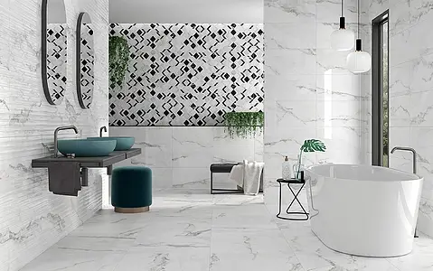 Background tile, Effect stone,carrara, Color white, Ceramics, 30.5x60.5 cm, Finish glossy