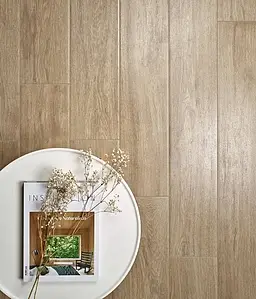 Grundflise, Effekt træ, Farve beige, Glaseret porcelænsstentøj, 19.5x119.2 cm, Overflade mat
