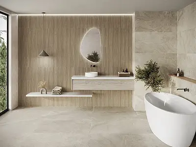 Background tile, Effect wood, Color beige, Glazed porcelain stoneware, 59.5x119.2 cm, Finish matte