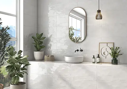 Background tile, Effect unicolor, Color white, Ceramics, 29.5x59.5 cm, Finish glossy