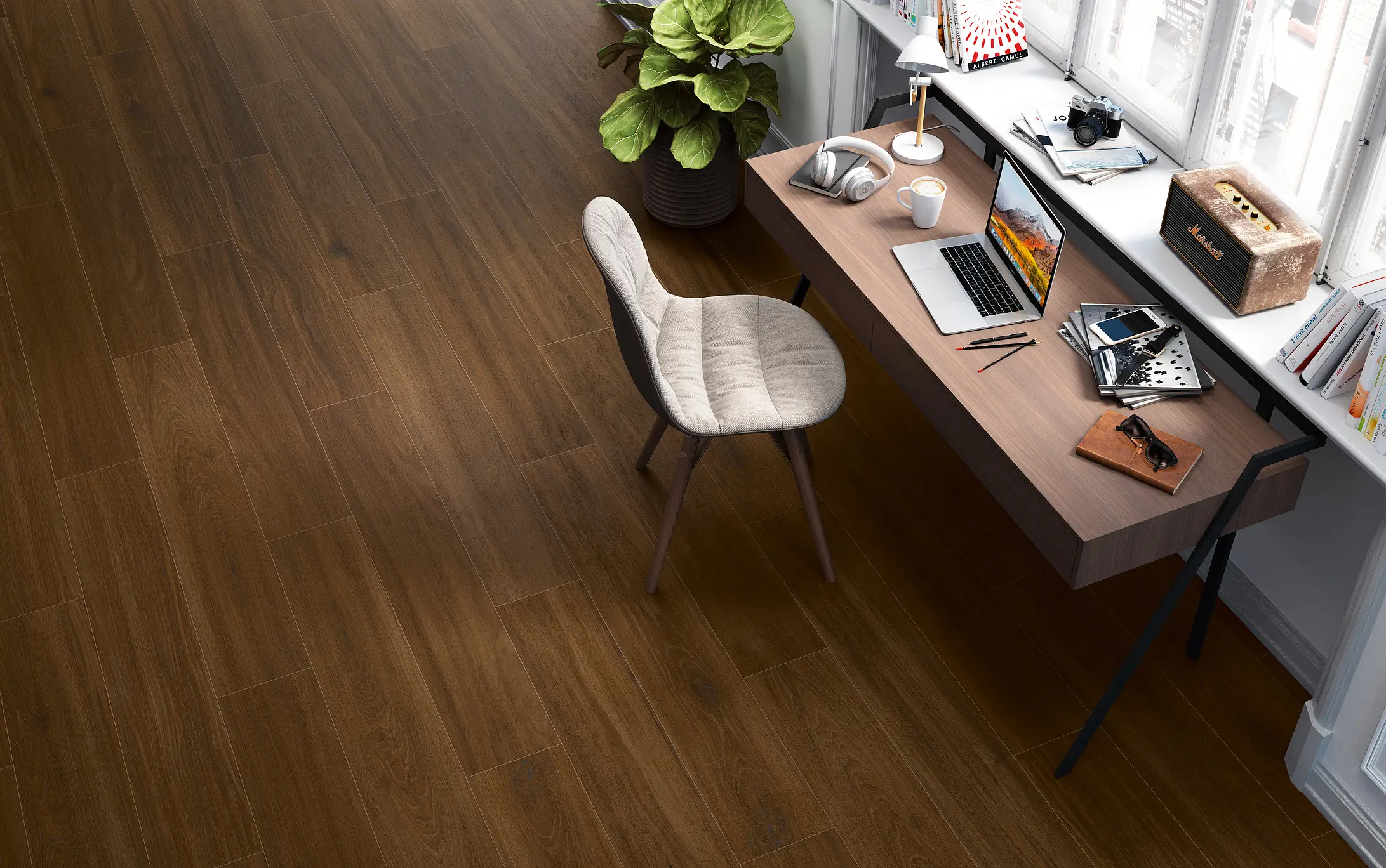 Background tile, Effect wood, Color brown, Glazed porcelain stoneware, 25x150 cm, Finish matte