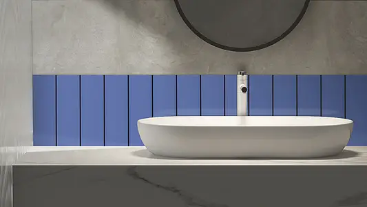 Background tile, Effect unicolor, Color navy blue, Ceramics, 9.9x30 cm, Finish glossy