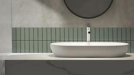 Effect unicolor, Color green,grey, Background tile, Ceramics, 5x15 cm, Finish matte
