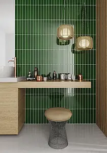 Background tile, Effect unicolor, Color green, Ceramics, 5x30 cm, Finish glossy