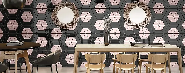 Background tile, Effect unicolor, Color pink, Ceramics, 16x18.5 cm, Finish glossy