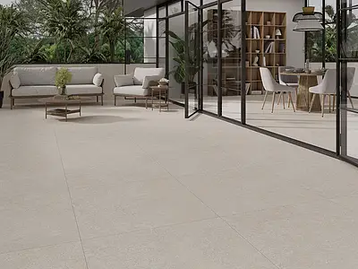 Background tile, Effect travertine, Color white, Glazed porcelain stoneware, 90x90 cm, Finish antislip