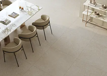 Background tile, Effect travertine, Color beige, Glazed porcelain stoneware, 90x90 cm, Finish matte
