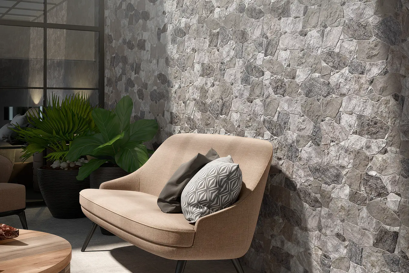 Mosaic effect tiles, Effect other stones, Color grey, Ceramics, 34x50 cm, Finish antislip
