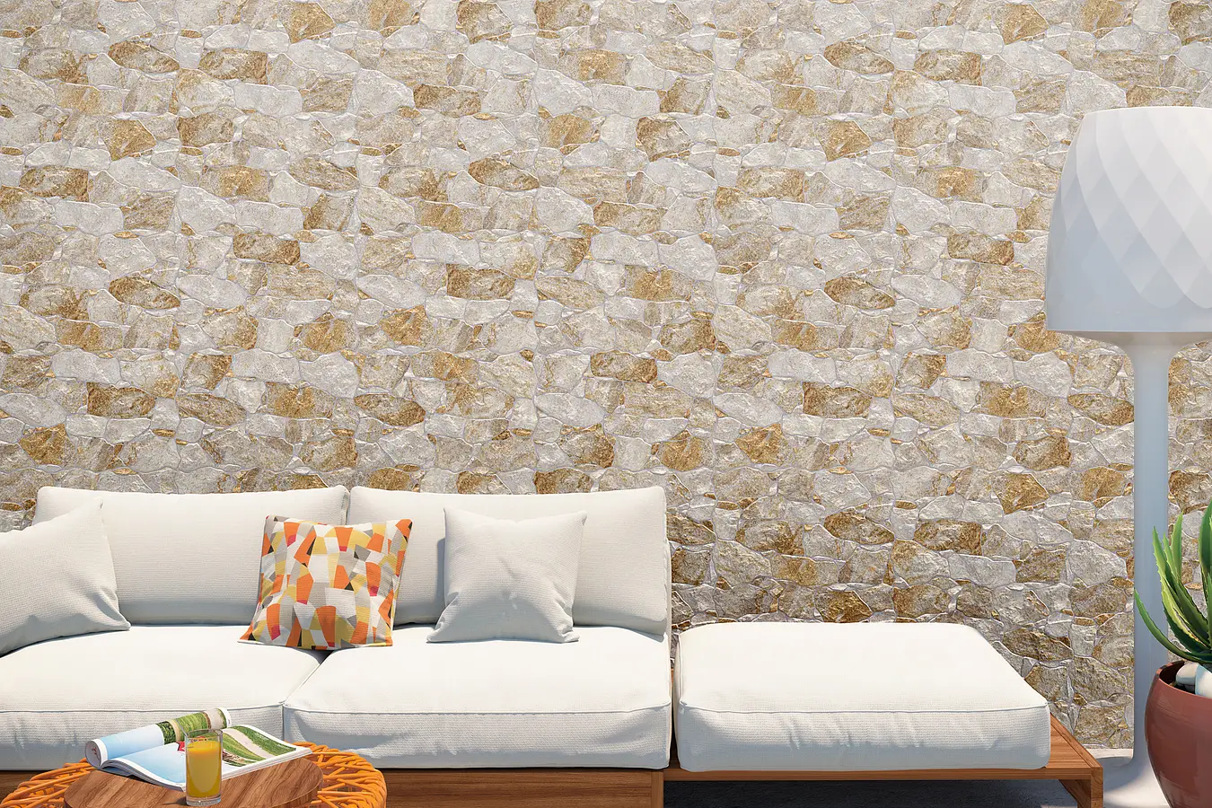 Mosaic effect tiles, Effect other stones, Color yellow,beige, Ceramics, 34x50 cm, Finish antislip