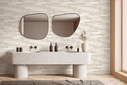 Background tile, Color beige,white, Ceramics, 5x25 cm, Finish matte