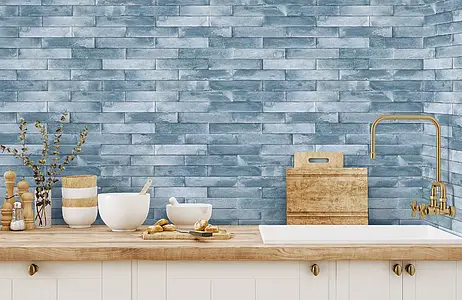 Background tile, Color sky blue, Ceramics, 5x25 cm, Finish matte
