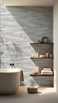 Background tile, Color grey, Ceramics, 5x25 cm, Finish matte