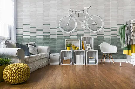 Background tile, Color green, Ceramics, 5x25 cm, Finish matte