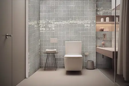 Background tile, Effect unicolor, Color grey, Style zellige, Ceramics, 13x13 cm, Finish glossy