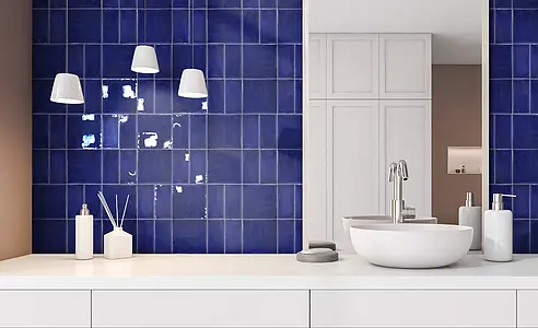 Background tile, Effect unicolor, Color navy blue, Style zellige, Ceramics, 13x13 cm, Finish glossy