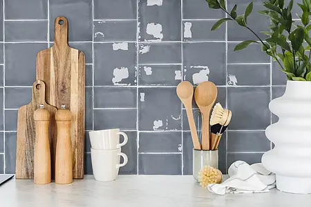 Background tile, Effect unicolor, Color sky blue, Style zellige, Ceramics, 13x13 cm, Finish glossy