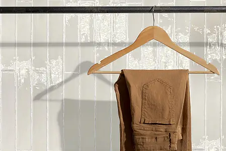 Background tile, Color white, Style zellige, Ceramics, 5x50 cm, Finish glossy