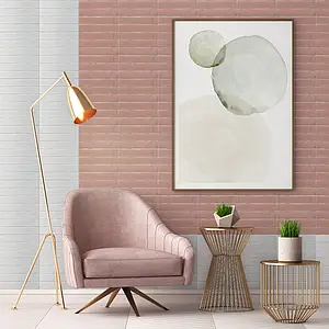 Background tile, Color pink, Style zellige, Ceramics, 5x25 cm, Finish glossy