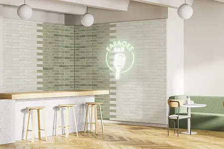 Background tile, Color white, Style zellige, Ceramics, 5x25 cm, Finish glossy