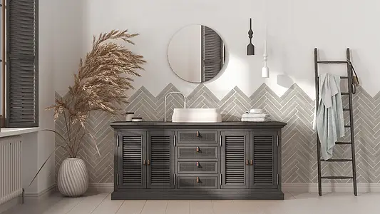 Background tile, Color grey, Style zellige, Ceramics, 5x25 cm, Finish glossy