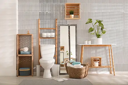 Background tile, Color white, Style zellige, Ceramics, 5x25 cm, Finish glossy