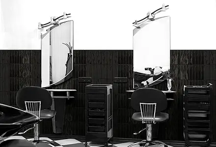 Background tile, Color black, Style zellige, Ceramics, 5x25 cm, Finish glossy