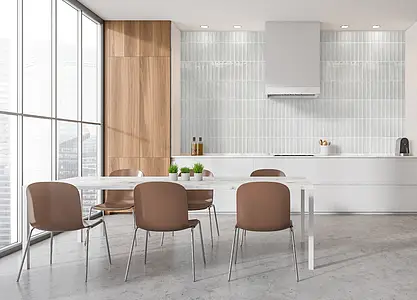 Background tile, Color white, Style zellige, Ceramics, 5x25 cm, Finish glossy