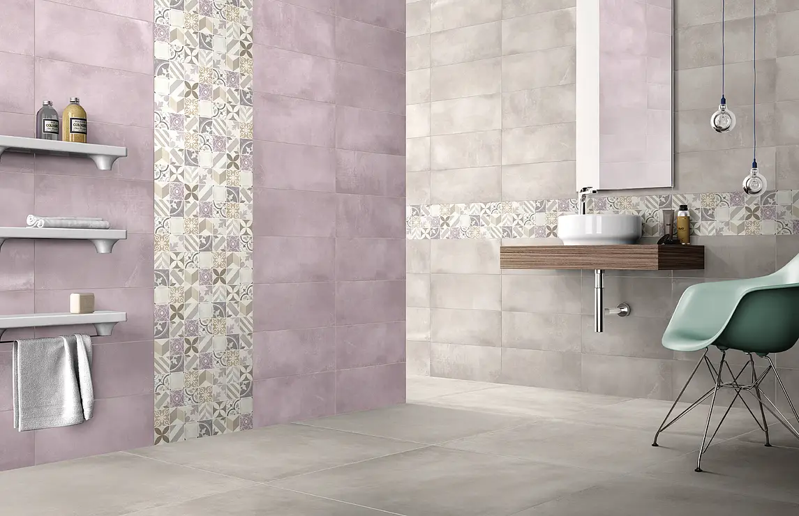 Background tile, Effect concrete, Color grey, Glazed porcelain stoneware, 60x60 cm, Finish matte