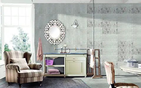 Background tile, Effect concrete, Color grey, Glazed porcelain stoneware, 60x60 cm, Finish matte