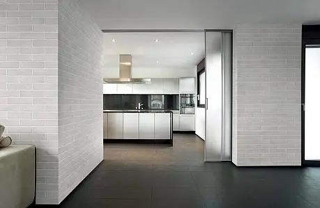 Effekt mursten, Farve grå, Grundflise, Glaseret porcelænsstentøj, 7.4x31 cm, Overflade skridsikker