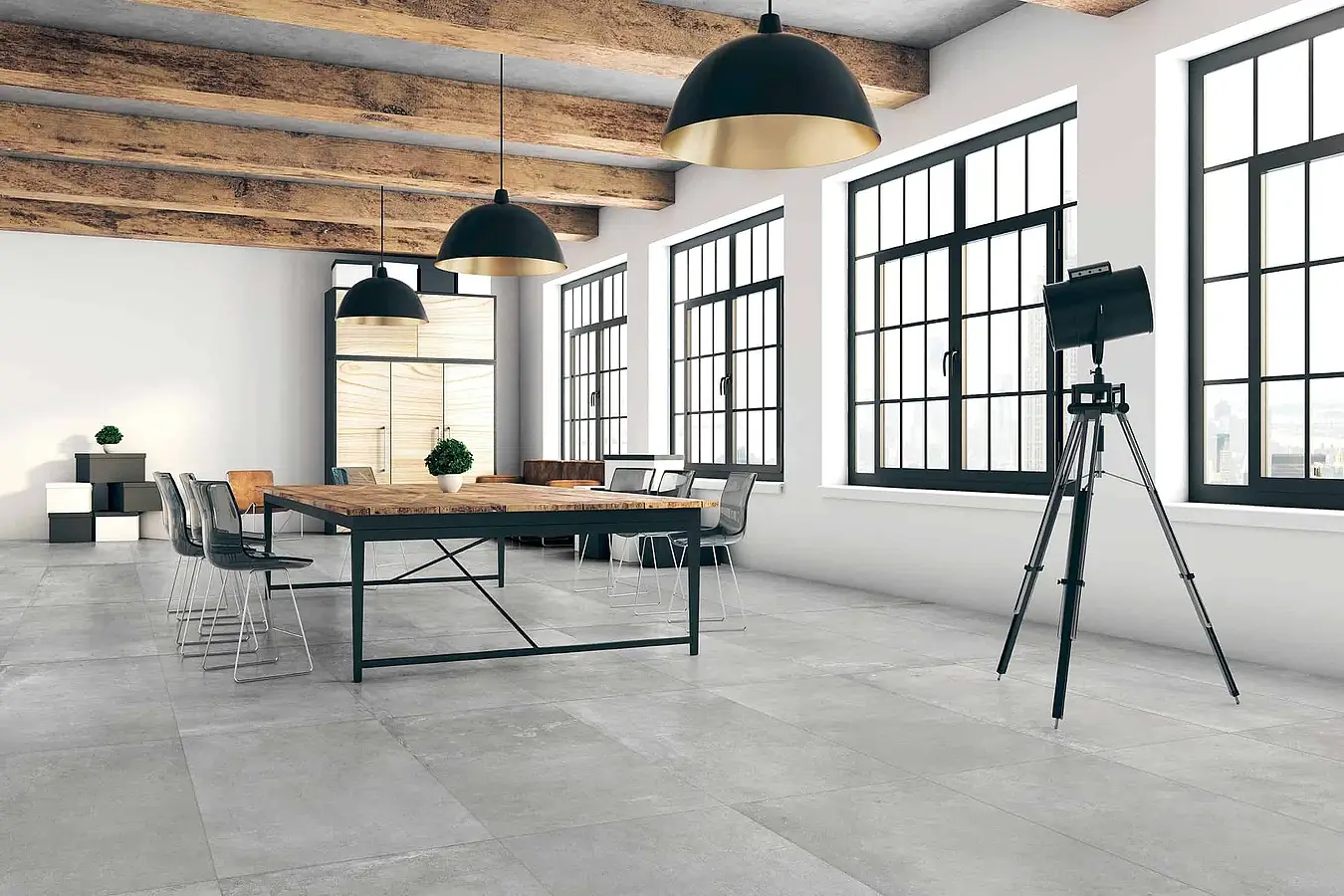 Background tile, Effect concrete, Color grey, Glazed porcelain stoneware, 60x120 cm, Finish antislip