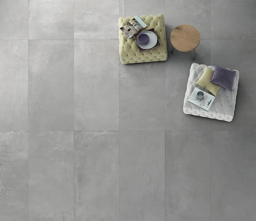 Background tile, Effect concrete, Color grey, Glazed porcelain stoneware, 60x120 cm, Finish antislip