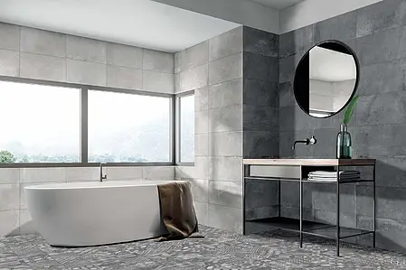 Background tile, Effect concrete, Color grey, Glazed porcelain stoneware, 30x60 cm, Finish antislip