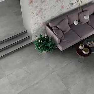Фоновая плитка, Фактура под бетон, Цвет серый, Глазурованный керамогранит, 59x118 см, Поверхность Полированная