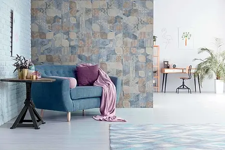 Background tile, Effect concrete, Color multicolor, Glazed porcelain stoneware, 60x120 cm, Finish matte