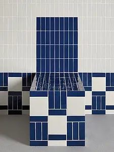 Piastrella di fondo, Colore blu, Stile d'autore, Gres porcellanato smaltato, 5x15 cm, Superficie 3D