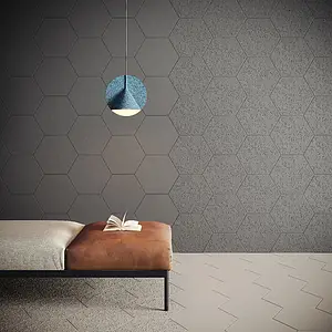 Bakgrunnsflis, Farge grå, Stil designer, Glasert porselenssteintøy, 32x37 cm, Overflate matt