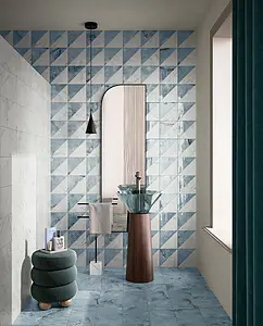 Background tile, Effect onyx, Color sky blue, Glazed porcelain stoneware, 20x20 cm, Finish glossy