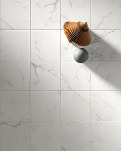 Background tile, Effect statuario, Color white, Glazed porcelain stoneware, 20x20 cm, Finish matte