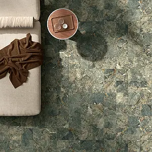 Background tile, Effect amazonite, Color green, Glazed porcelain stoneware, 20x20 cm, Finish matte