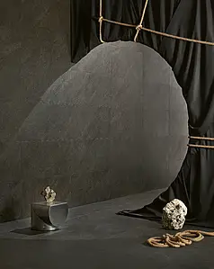 Grundflise, Effekt sten,other stones, Farve sort, Uglaseret porcelænsstentøj, 60x120 cm, Overflade skridsikker