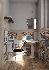 Felix the Cat Porcelain Tiles produced by Ceramica Del Conca, Style patchwork,pop-art, 