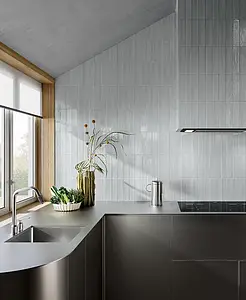 Background tile, Color sky blue, Glazed porcelain stoneware, 6x25 cm, Finish glossy