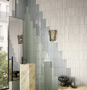 Background tile, Color sky blue, Glazed porcelain stoneware, 6x25 cm, Finish glossy
