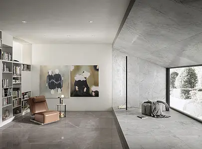 Grundflise, Effekt sten,other marbles, Farve grå, Glaseret porcelænsstentøj, 120x120 cm, Overflade blank