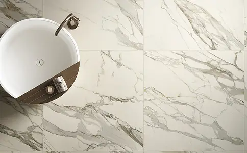 Background tile, Effect stone,calacatta, Color white, Unglazed porcelain stoneware, 120x120 cm, Finish matte