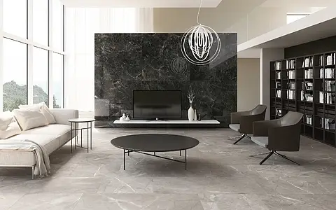 Carrelage, Effet pierre,autres types de marbre, Teinte noire, Grès cérame émaillé, 120x120 cm, Surface brillante