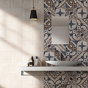 LD London Porcelain Tiles produced by Ceramica Del Conca, Style patchwork, Concrete effect, faux encaustic tiles