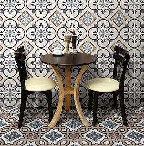 Effekt marokkanske fliser, Farve med flere farver, Grundflise, Glaseret porcelænsstentøj, 20x20 cm, Overflade mat